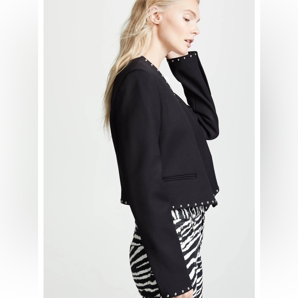 Helmut Lang Womens Studded Blazer Jacket, Black, 12 - Picture 8 of 13